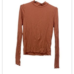 American Eagle Pink/ Peach Ribbed Cowl Neck Long Sleeve Size Small